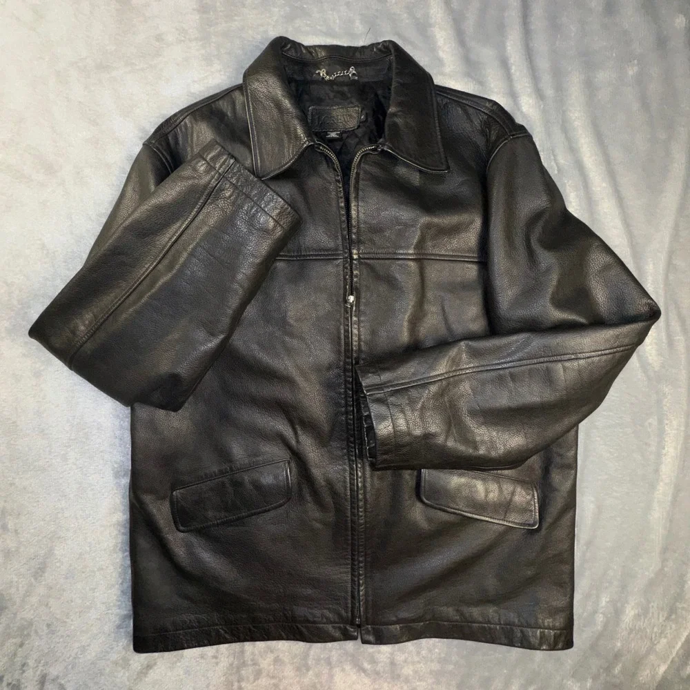 J. Crew Mens XL Pebbled Leather Jacket Brown Bomber Coat Flight Motorcycle Chore